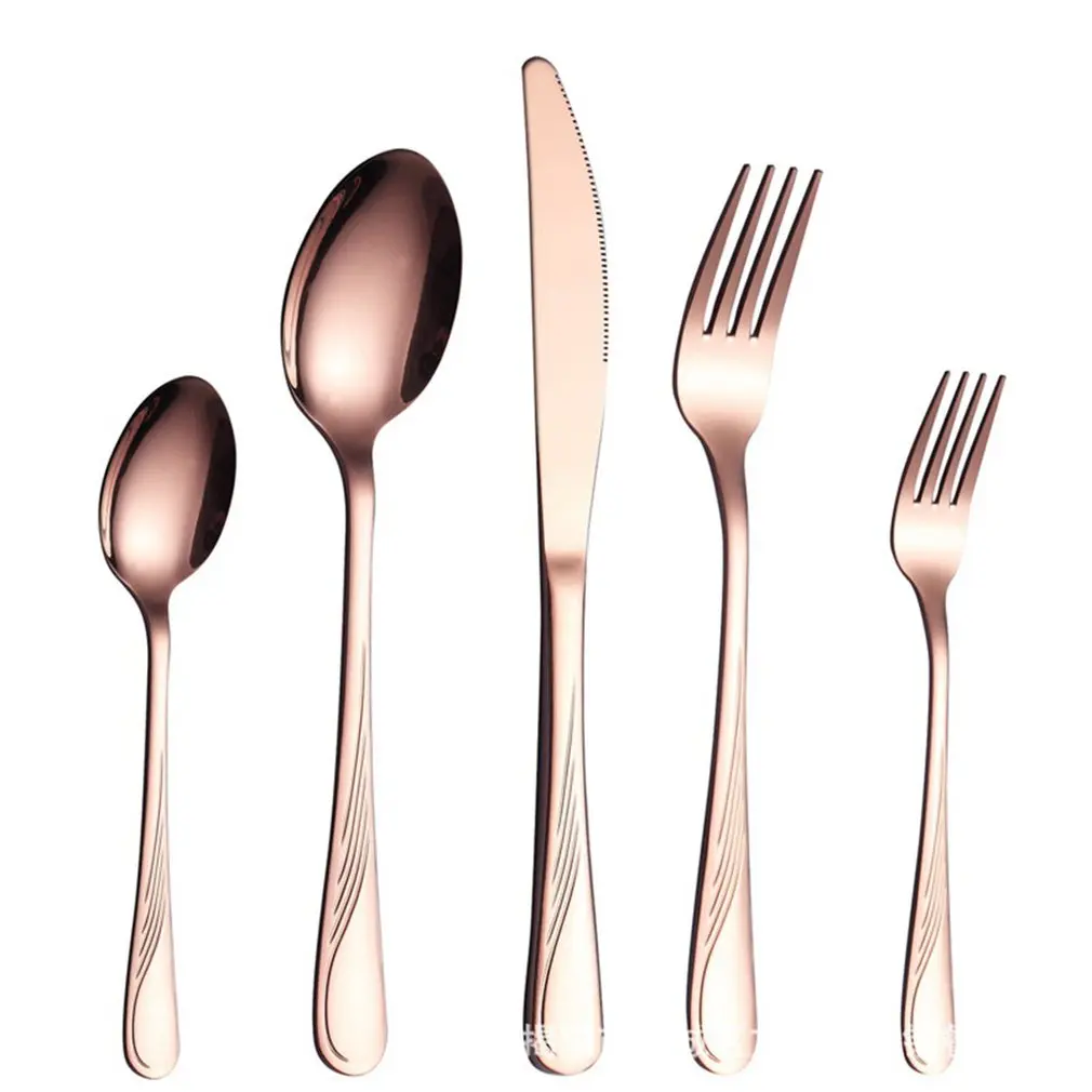 Красный 5pcs 7pcs Dinnerware Cutlery Set Tableware Set Cutlery Stainless Steel Spoon Fork Spoon Tableware Kitchen Spoon And Fork Set - Цвет: Красный