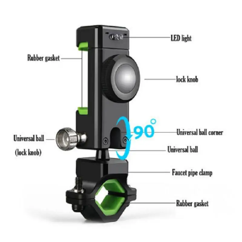 Держатель для велосипеда, компас, руль мотоцикла, крепление для мобильного телефона, велосипедная подставка, зажим, поддержка со светодиодный светильник аксессуары для велосипедов