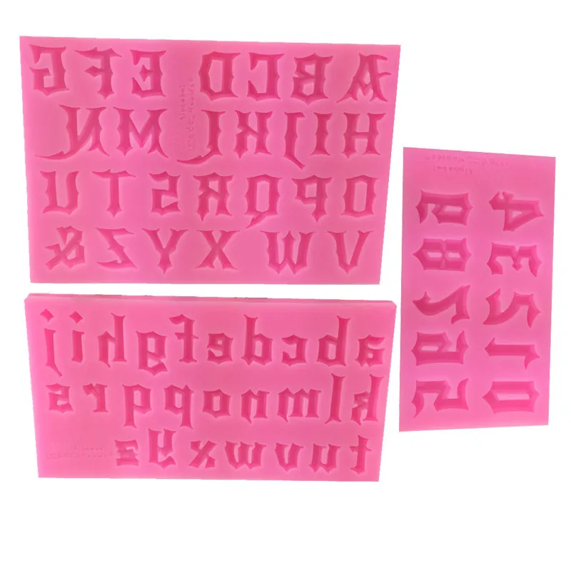 Стиль готика из примечания Uppercase Lowercase с числами силикагель, поворотная форма шоколадная глина эпоксидная форма Decorati