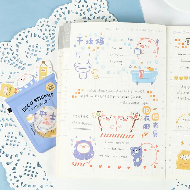 40 шт. Kawaii Наклейки со Свинкой милые канцелярские наклейки декоративные наклейки для детей DIY Дневник принадлежности для скрапбукинга