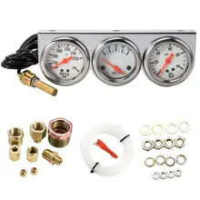 Universal Car 2'' 52mm Chrome Volt+Water Temp Gauge+Oil Pressure Gauge Triple 3 Gauge Set Gauges Kit