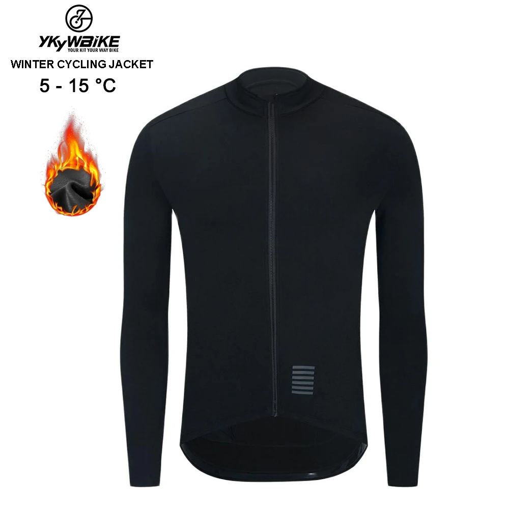 YKYWBIKE WINTER JACKET Thermal Fleece Men Cycling jacket Long Sleeve Cycling Bike Clothing  black 사이클링 겨울 재킷