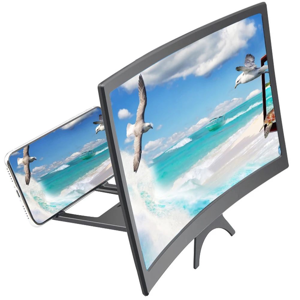 

12/8inch Mobile Phone Curved Screen Amplifier HD 3D Video Mobile Phone Magnifying Glass Stand Bracket Phone Foldable Holder