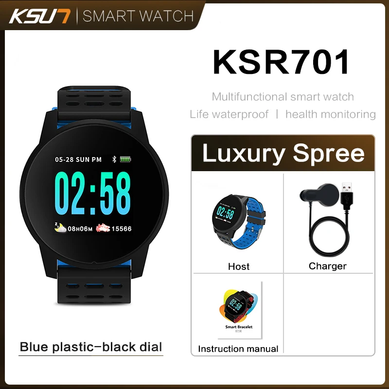 Смарт часы KSUN KSR901 Bluetooth Android/IOS телефоны 4G водонепроницаемый gps сенсорный экран Спорт Здоровье - Цвет: PU Blue