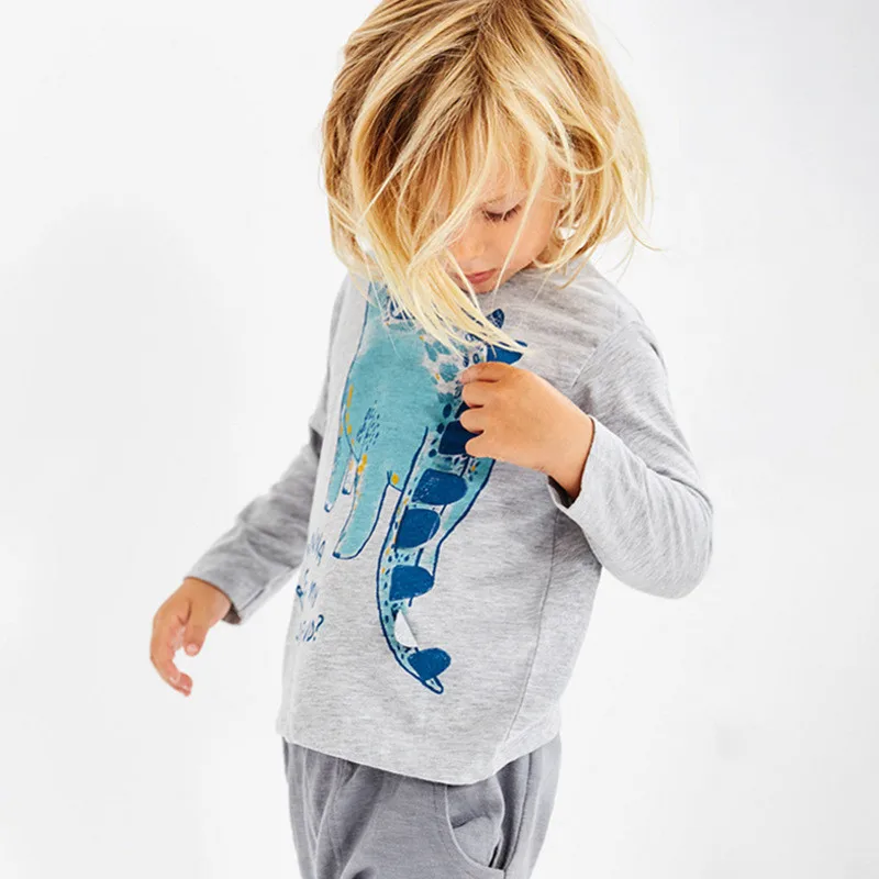 Футболка с длинным рукавом для мальчиков изображением динозавров|boys designer t shirt|boys