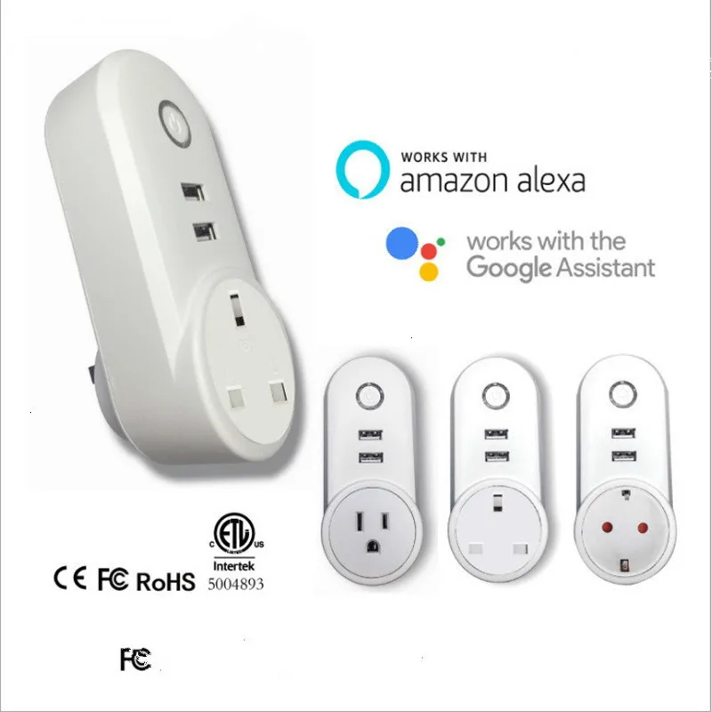 Alexa голос Wi-Fi Умный дом переключатель гнездо приложение мобильного телефона телеуправления синхронизации ЕС/AU/UK/США стандартный разъем