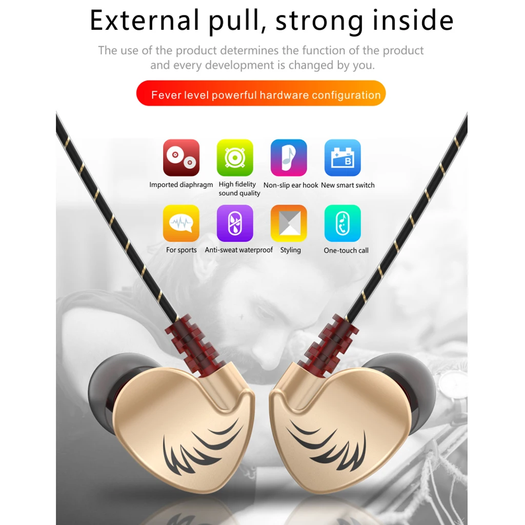 Earbud Headphones with Microphone HiFi Extra Bass In Ear Earphones for Cell Phones PC Computer Sports Running Music Headset