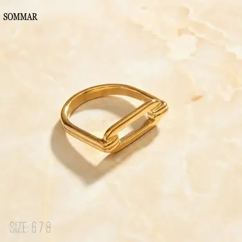 

SOMMAR Trendy Gold Filled size 6 7 8 Gentlewoman female ring Geometric and Minimalism prices in euros men jewelry