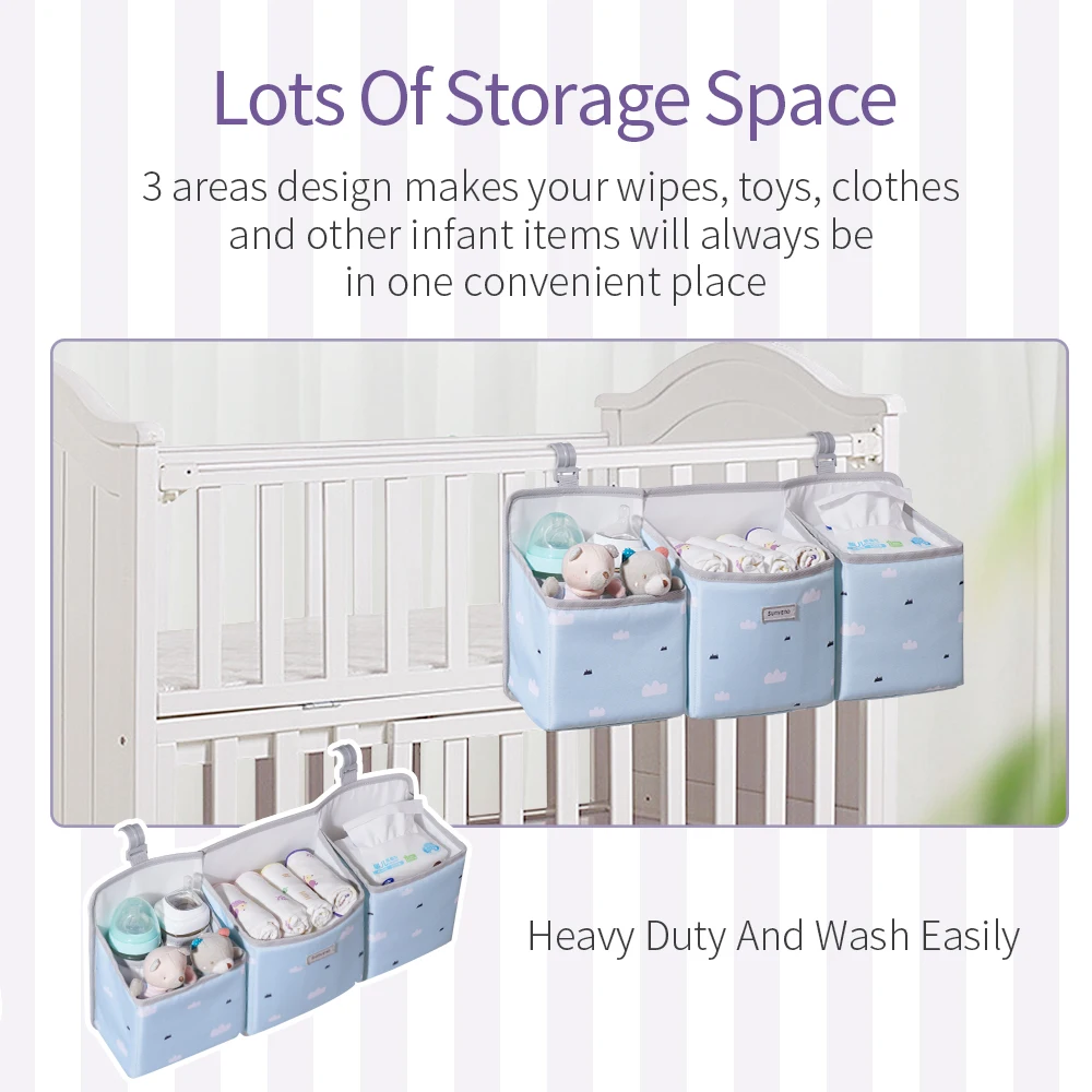 2489-35ad4a.jpg Sunveno Baby Organizer Diaper Caddy Bag Nappy Bag Diaper Caddies Organizer Nursery Hanging Storage Bags for
