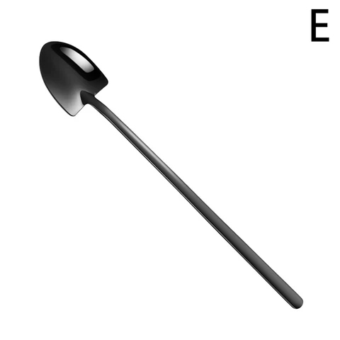 Handle Stainless Steel Coffee Spoon Square Shovel Stirring Scoop Dessert Flatware Milk Tea Tools Cafe Kitchen Supplies