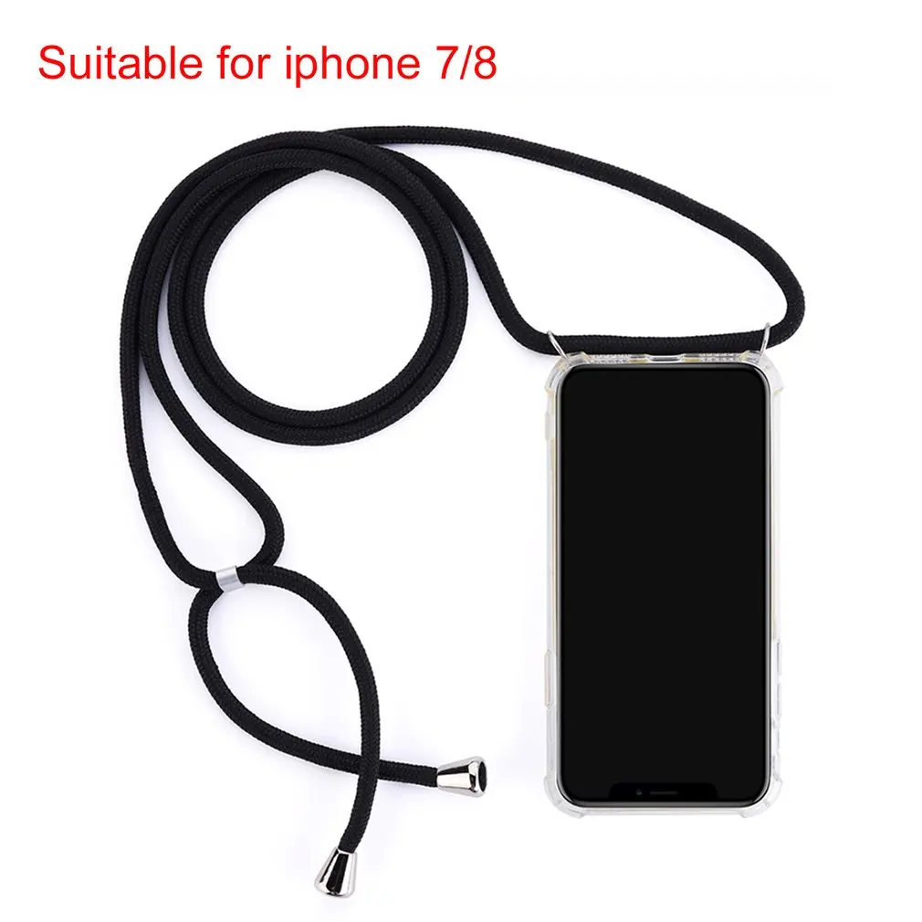 7 8 Shockproof Necklace Cell Phone Lanyard Strap Case For iPhone Phone Back Cover Neck Strap Soft TPU Mobile Phone Case - Цвет: 7 8