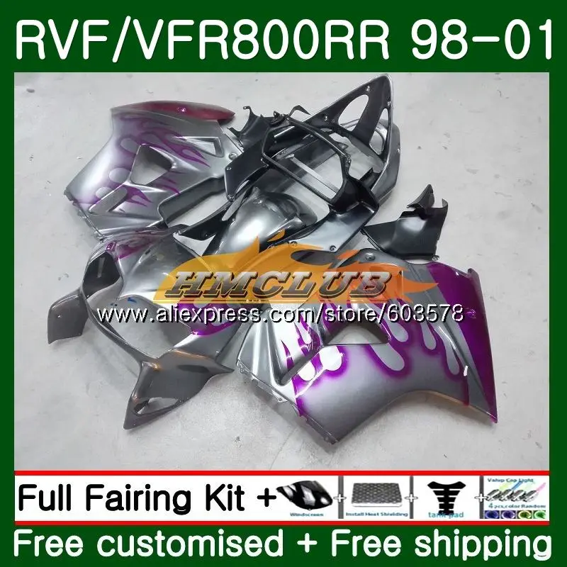 Корпус для HONDA перехватчик VFR800R VFR800RR 1998 1999 2000 2001 фиолетовый 87CL. 100 ПВП 800RR 800 RR VFR800 98 99 00 01 обтекатель