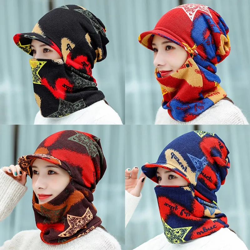 Winter Soft Windproof Cap Neck Warmer Headwear Running Hiking Hat Scarf Warmer Beanie Hat Scarf