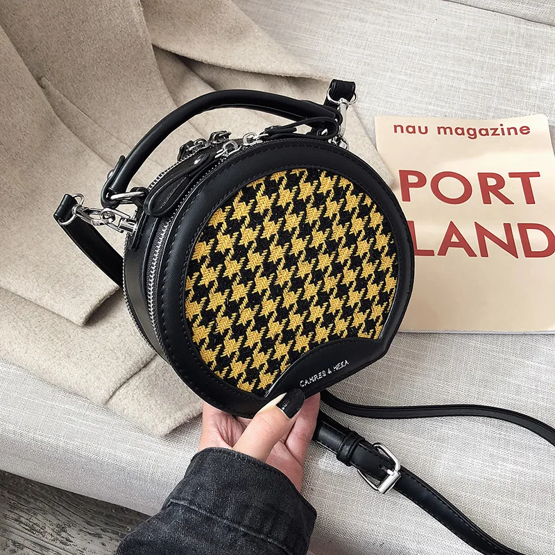 

2019 New Style Winter Thousands of Birds Small round Bag Commuting Shoulder Women's Bag