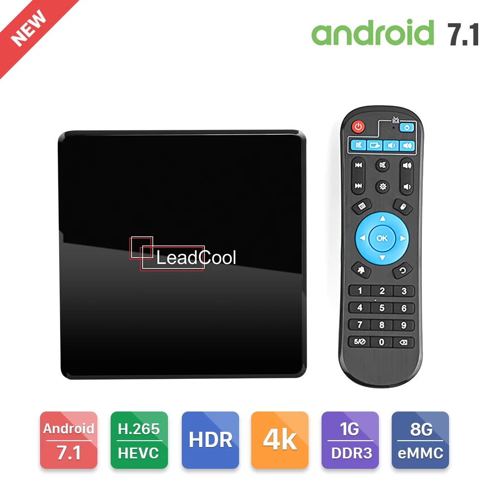 Leadcool X Smart Android tv Box Amlogic S905W 4K медиаплеер 1G DDR3 8G eMMC 2,4 GHz Wifi 100M Android 7,1 Leadcool телеприставка
