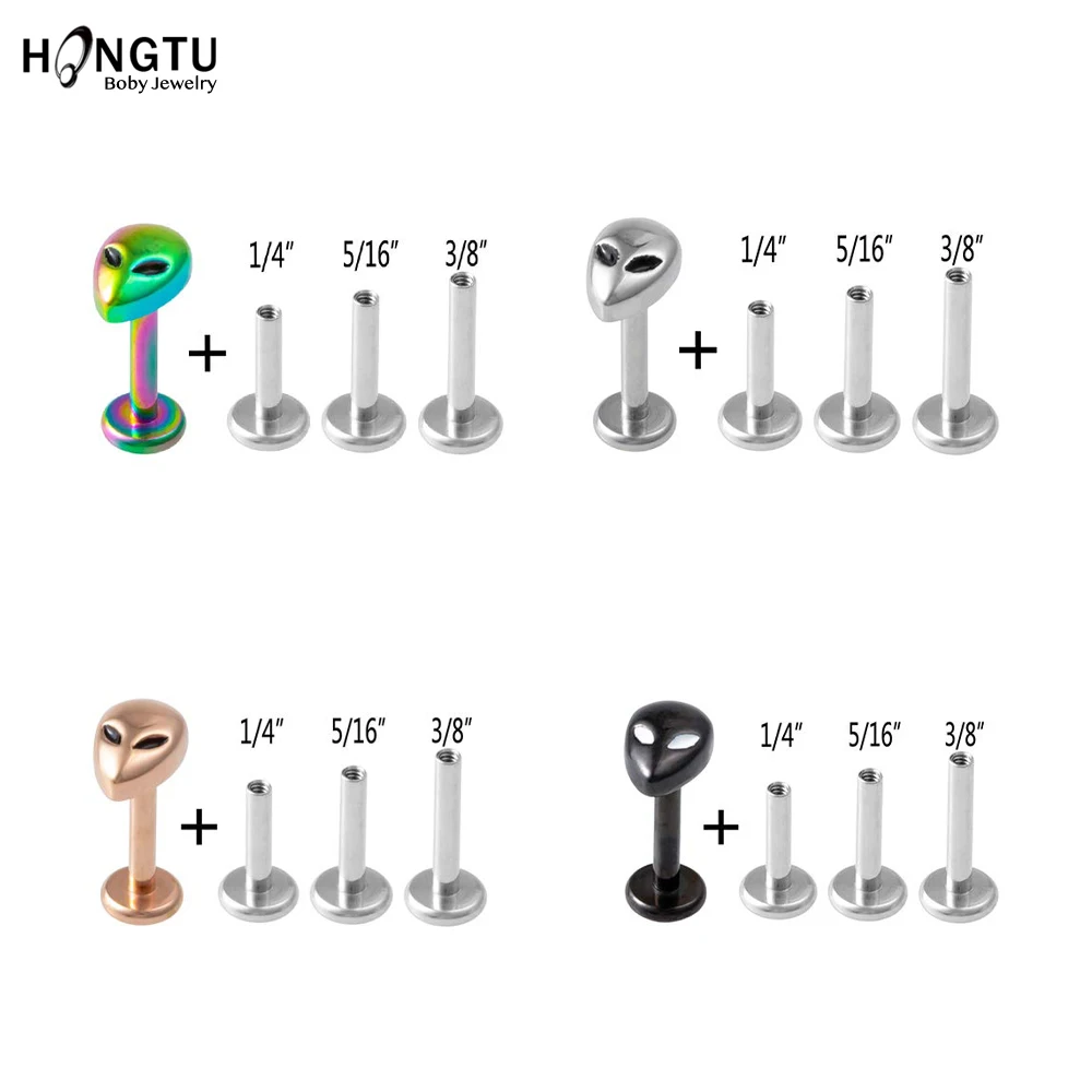 Alien Labret Lip Ring Stainless Steel Internally Threaded Ear Cartilage Tragus Helix Stud Ear Piercing Women Body Jewelry 1PC piercing jewelry body piercing jewelry body jewelry ear piercing jewelry metal jewelry