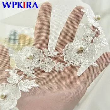 

Luxury Pearl Embroidered Lace Tulle Curtain for Living room Window Screen Elegant White Sheer Voile Curtain for Bedroom M189D3