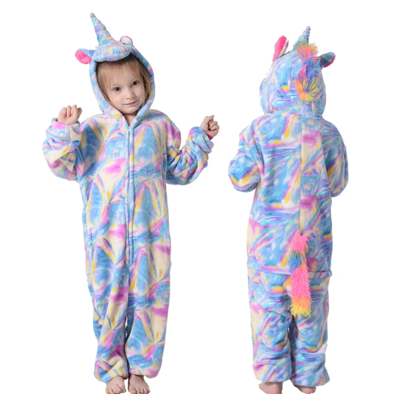 Dream - Unicorn Зимняя Детская Пижама кигуруми с единорогом; Пижама-комбинезон с пандой для мальчиков и девочек; одежда для сна с животными; Фланелевая пижама; детская пижама - Цвет: Dream - Unicorn