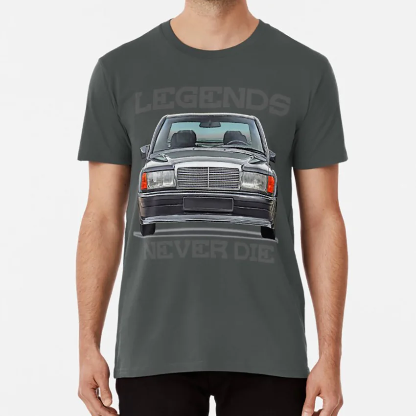 Темно-серый Футболка W201 Legends Never Die 190 e 190e mercedes evo 190evo w201 evo w201 w 201 w201 подарок w201 - Цвет: Темно-серый