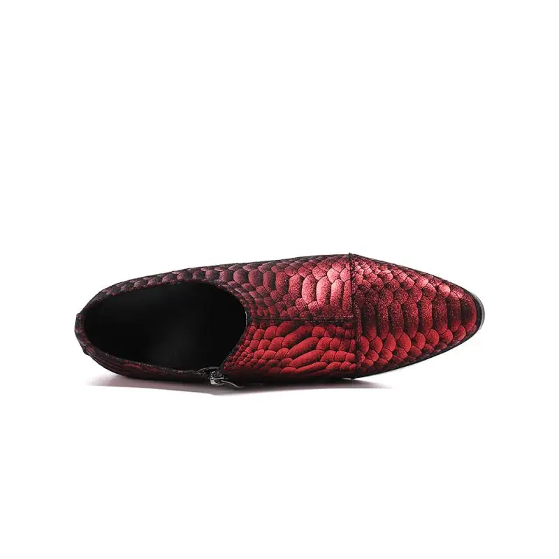 British Trend High Geel Wedding Shoes Men Printing Leather Leisure Party Shoes Mens Height Increase Pointed Toe Work Shoes 37-46