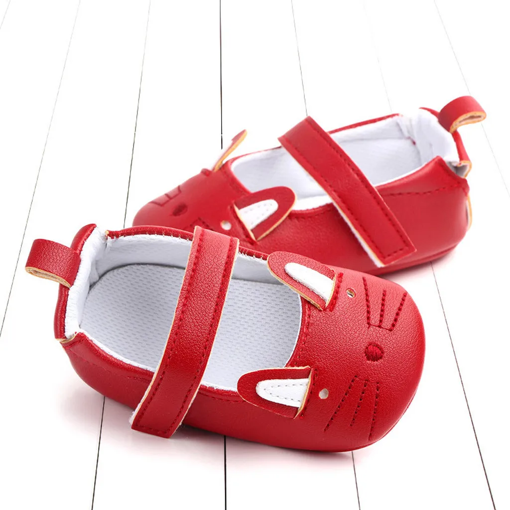 Solid Cute Baby Girls Newborn Infant Cartoon Cat Casual First Walker Toddler Shoes Anti-slip Fashion Baby Shoes Newborn