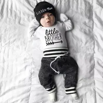 

Infant Baby Boy Clothes Set 3pcs Spring Autumn Winter Warm Long Sleeve Bodysuit Pants Hat Outfit 3Pcs Clothet Set 0-24Months