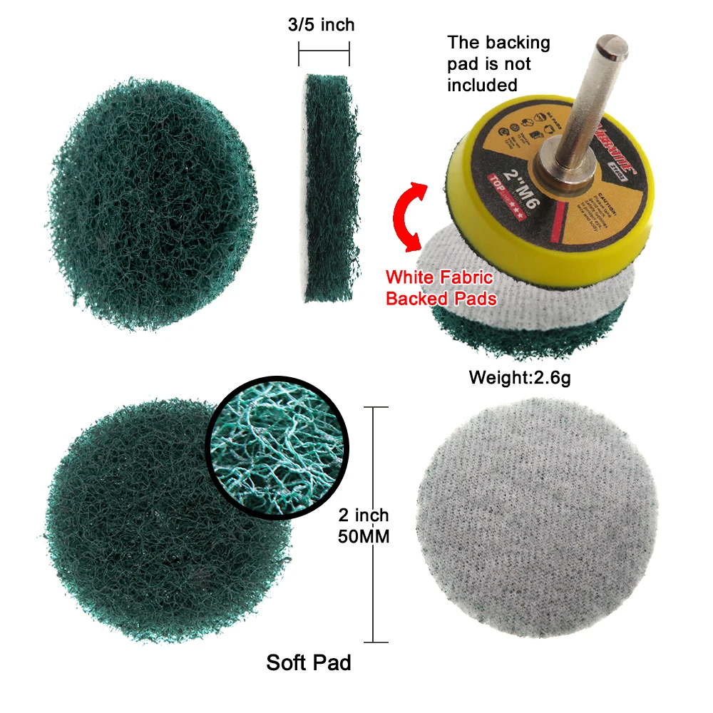 Scrub Pad 10Pcs 2 Inch Flocking Industrial Scouring Pads Heavy Duty 240/400/800/1000 Nylon Polishing Pad for Kitchen Cleaning 5