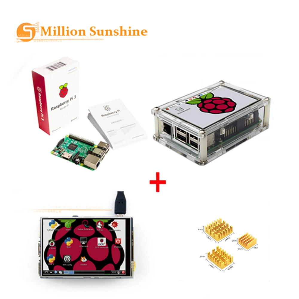 2019lastest!Raspberry Pi 3 Starter Kit оригинальный Raspberry + 5 дюймовый сенсорный экран акриловый