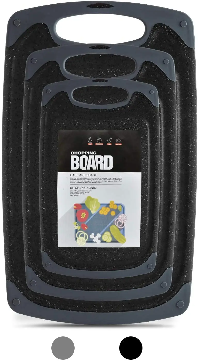 

Cutting Mat Cutting Boards Set of 3 Kitchen Tools Cutting Board Double-sided Black Marble Appearance Design