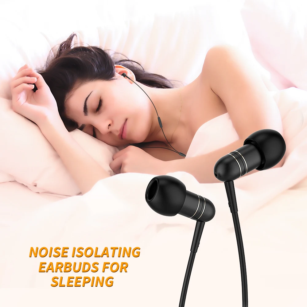 

Langsdom Mini Sleeping In-Ear Earphone with Microphone Lightweight Earphones Earbuds 3.5mm Noise cancelling Headset for phone