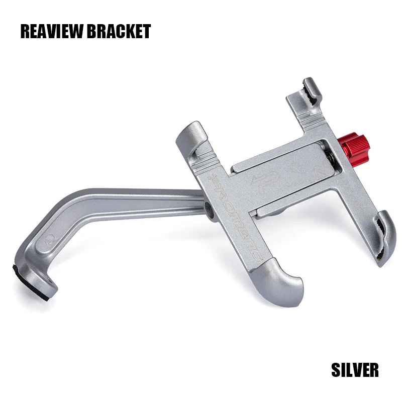 Rearview Silver YPAY Aluminum Alloy Bicycle Phone Holder Motorcycle Handlebar Rearview Mobile Phone Stand GPS Mount For iPhone X 8P Samsung S9 - Цвет: Rearview Silver