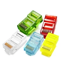 Cabo conector modular rj45, conector de rede colorido com plug de cor aleatória 8p8c cat5 cat5e com 10 peças
