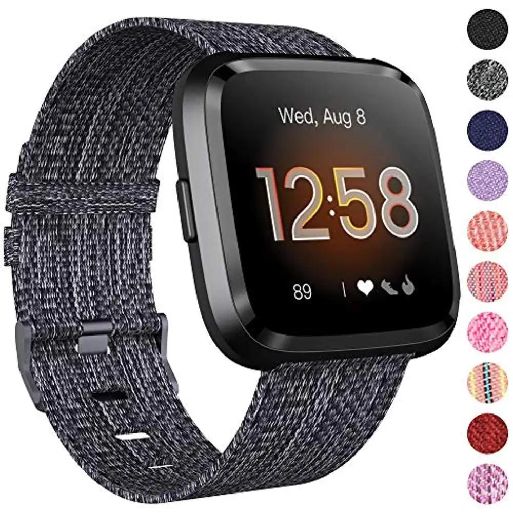 Для Fitbit Versa/Versa 2, Versa Lite Edition полосы маленькие большие, аксессуары из тканого полотна ремешок для наручных браслетов заменить мужчин t женщин мужчин - Цвет: charcoal