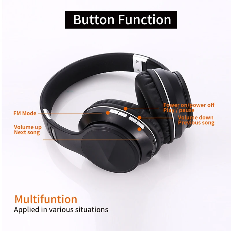 Foldable Bluetooth Headphone Wireless Bluetooth Headset Microphone Bass 3D Stereo Gaming Headphone For Phone PC Laptop MP3 Music