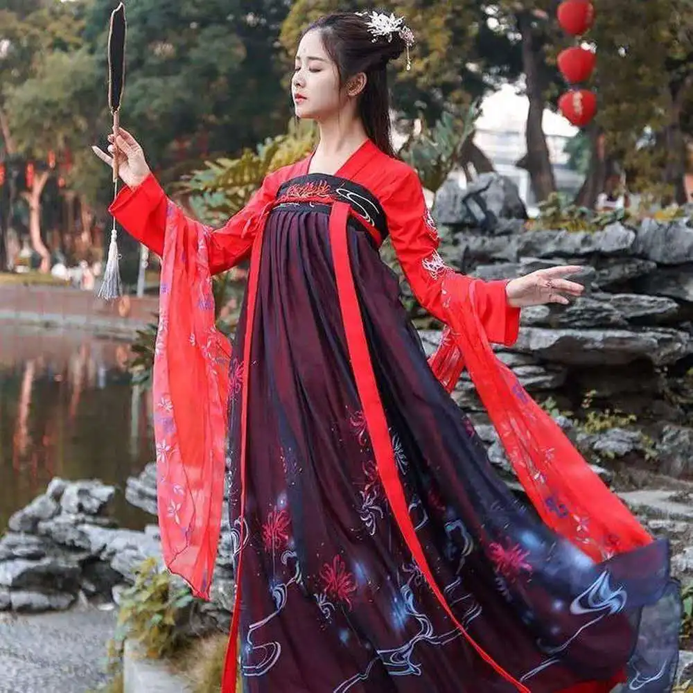 Женские костюмы Hanfu повседневное осеннее платье в китайском стиле традиционная