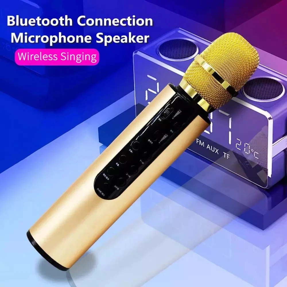 Беспроводной микрофон для караоке Портативный Bluetooth Professionnel Динамик ручной плеер