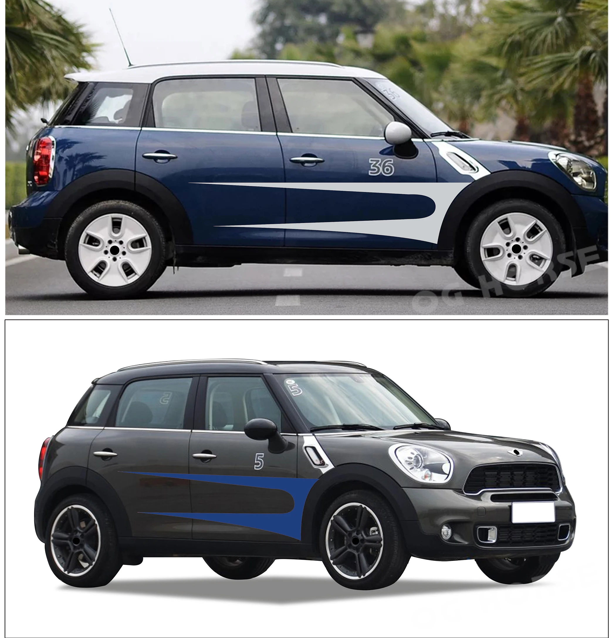 2X автомобиля стиль двери боковой StripeSticker тела графика Виниловая наклейка для MINI Cooper S Countryman R60 2010- One JCW аксессуары