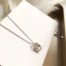 Крошечный двойной круг критал Шарм ожерелье для женщин кулон с короткой цепью ожерелье для женщин ювелирные изделия подарок Прямая поставка
