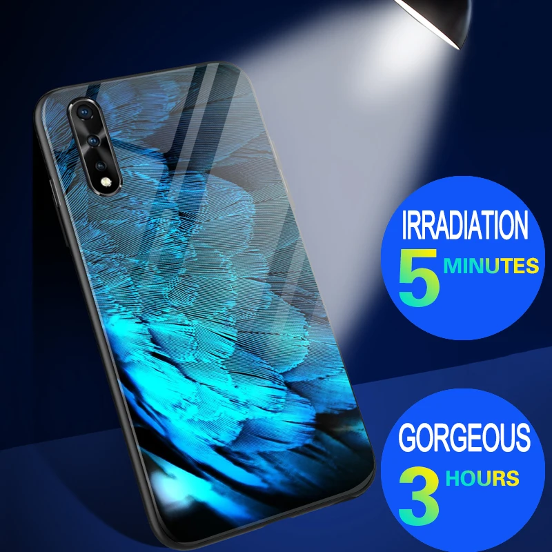 Светящийся чехол из закаленного стекла для Vivo V17 Neo S1 Индия Z5X чехол задняя крышка для Vivo IQOO Neo Pro 5G чехол для сотового телефона