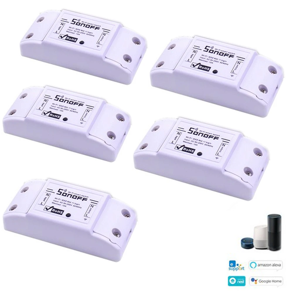 2/3/5/6/8/10 шт. Sonoff Basic умный дом переключатель Wi-Fi Беспроводной дистанционного Управление светильник таймер DIY модули 10A/2200W через Ewelink - Цвет: Sonoff basic 5pcs