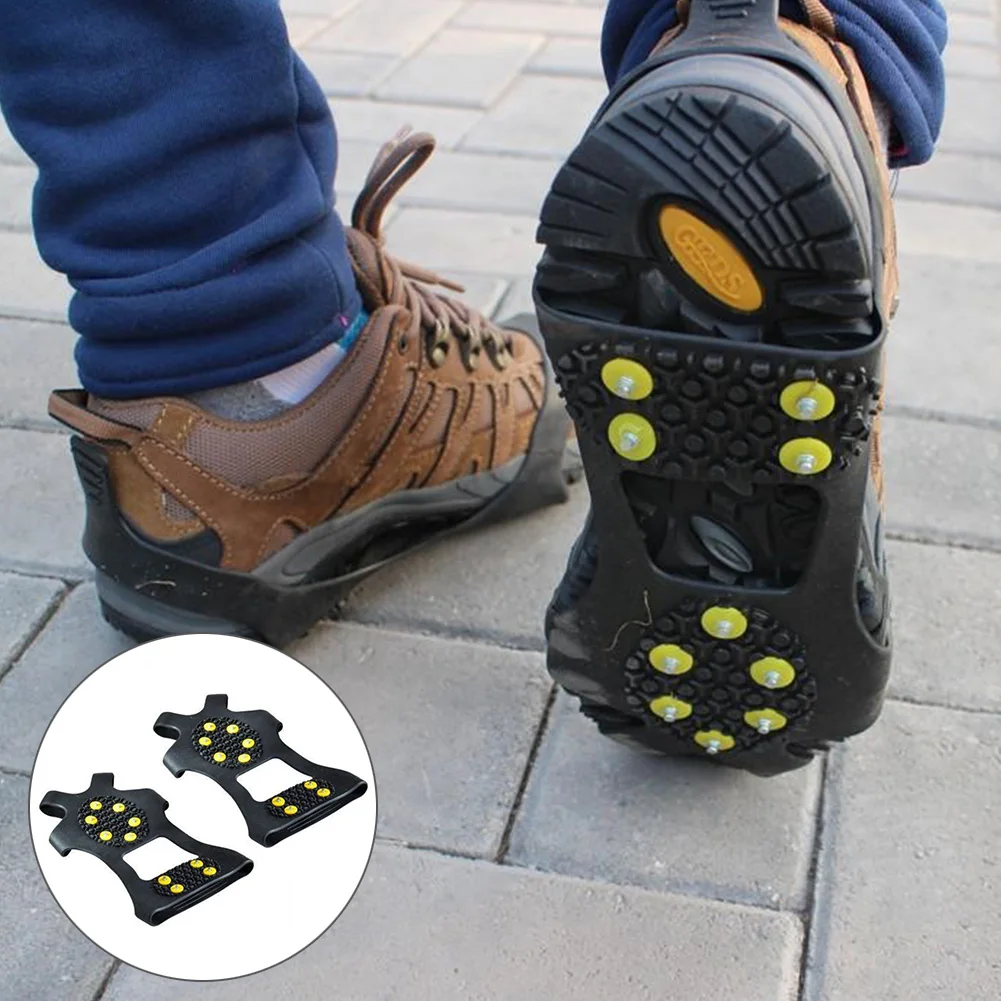 Нескользящая насадка для обуви для пеших прогулок для зимних видов спорта противоскользящие накладки для обуви против скольжения устойчивые шипы 10 Стальные Шпильки полезные снежные Захваты