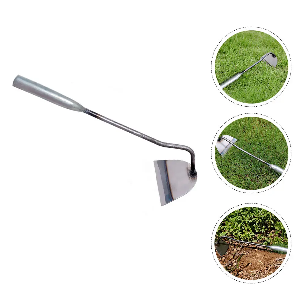 1pc Handheld Bent-neck Hoe Stainless Steel Farm Garden Tool Weeding Accessories