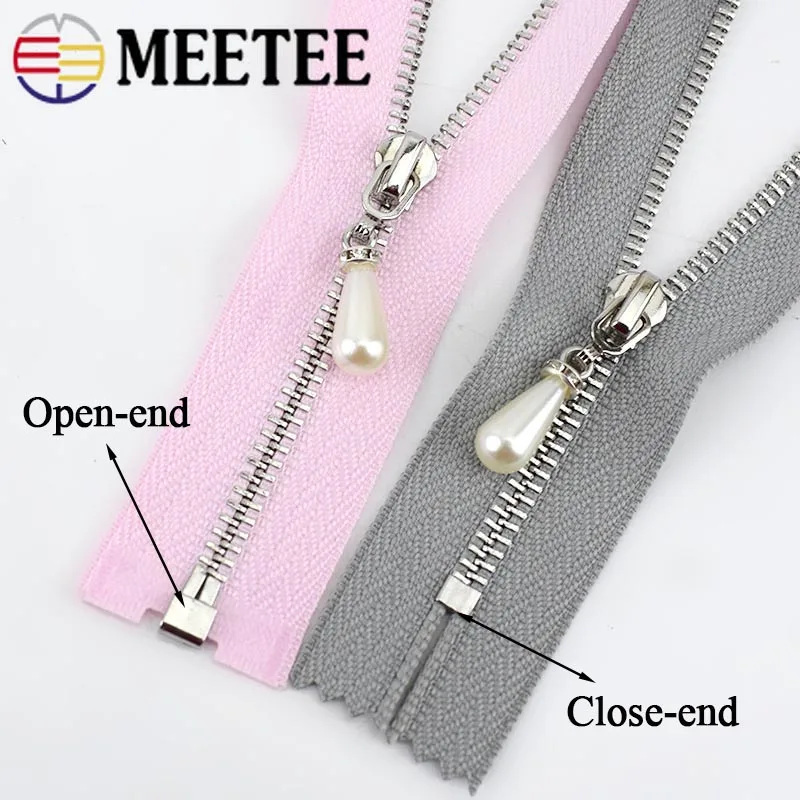Meetee 2 шт. 20 см закройте 40/50/60/70 см с открытым концом 3# металлическая молния с жемчугом слайдер пулер застежки-молнии для шитья Костюмы Декор DIY Инструменты ремесла