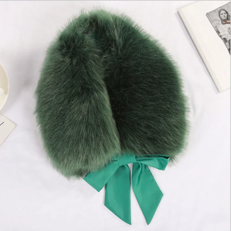 

Faux fox fur girl scarves women Fashion comfortable wild plush warm scarf Autumn and winter new style lady carves ribbon collar
