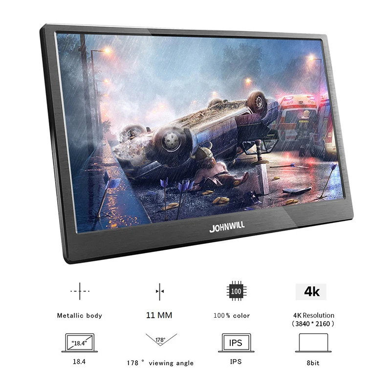 18.4 Inch 3840X2160 4K IPS hdmi Portable Gaming Monitor for PS3 PS4 Macbook 17.3