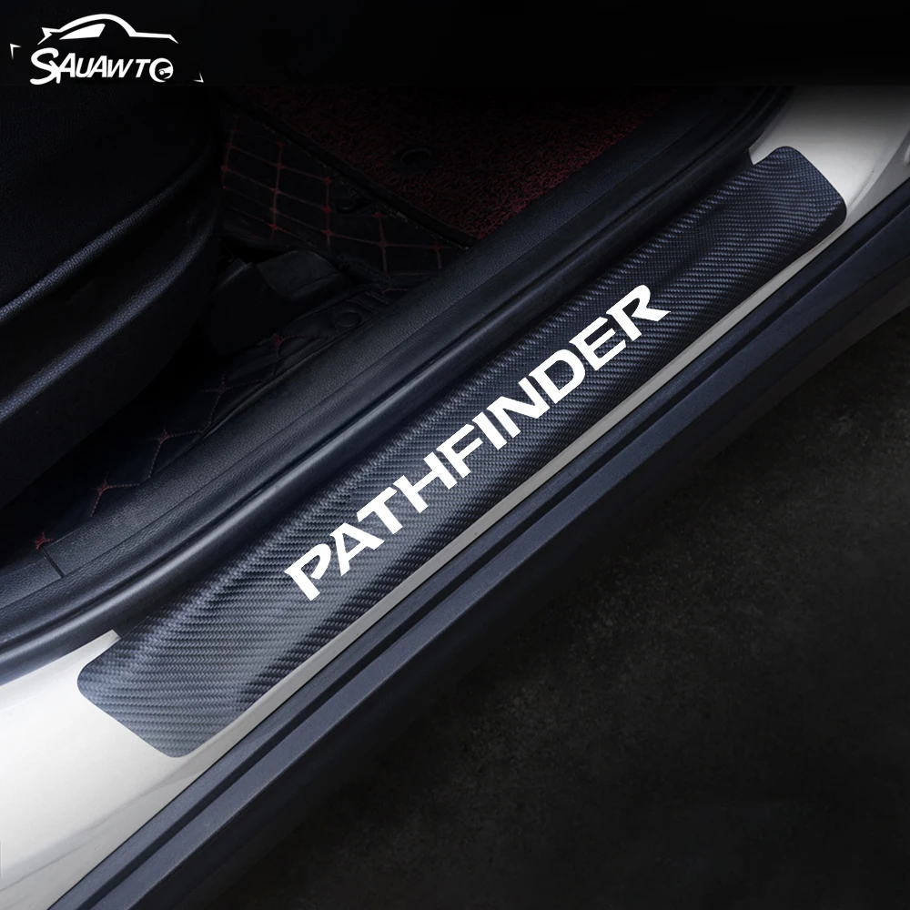 

4pcs PU Leather Car Door Sill Protector Sticker for Nissan Pathfinder R50 R51 R52 Door Threshold Plate Guard Sticker Accessories