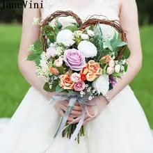 JaneVini,, западный стиль, в форме сердца, свадебный букет, разноцветный искусственный, розовый, свадебные букеты, для невесты, шелковые цветы, для свадьбы
