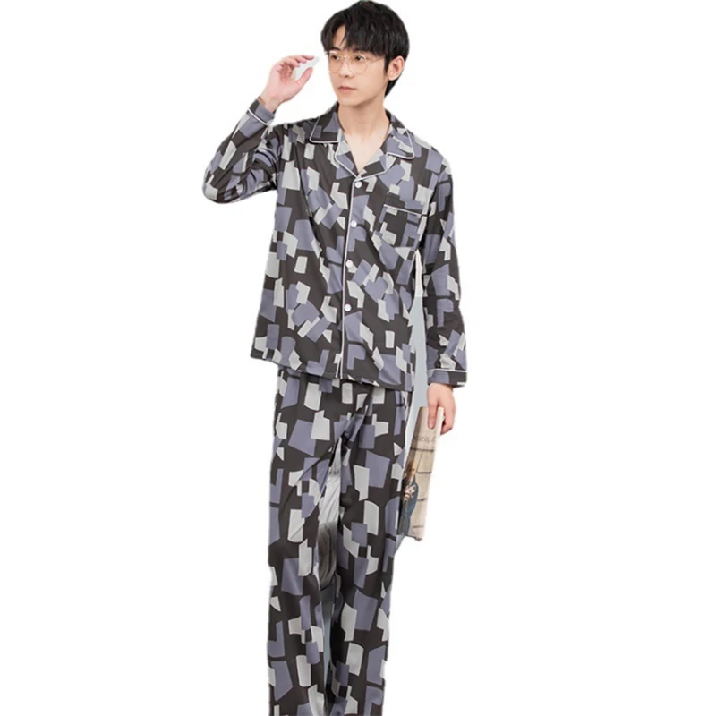 best mens pajamas 2021 New Style Men's Pajamas Set Spring Autumn Warm Cotton men Pajamas Sets Long Sleeve Sleepwear Top +Pant Leisure Wear Clothes organic pyjamas