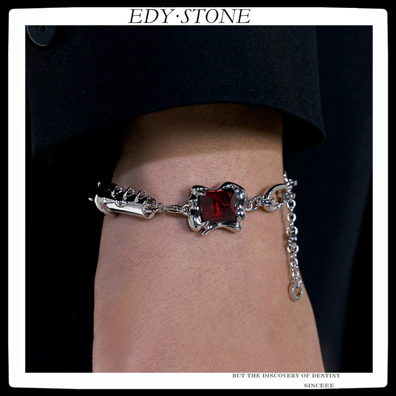 EDY 2021 New Hip Hop Punk Ruby Venom Chain Splicing Bracelet For Women Men Fashion Hand Strap Female Girls Jewelry | Украшения и