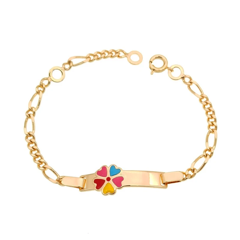 Цветной Цветок золотой детский браслет детские ювелирные изделия крестины ребенка повязки Pulceras Bebe Bransoletki Bebek Bilezik Bracciali B0929